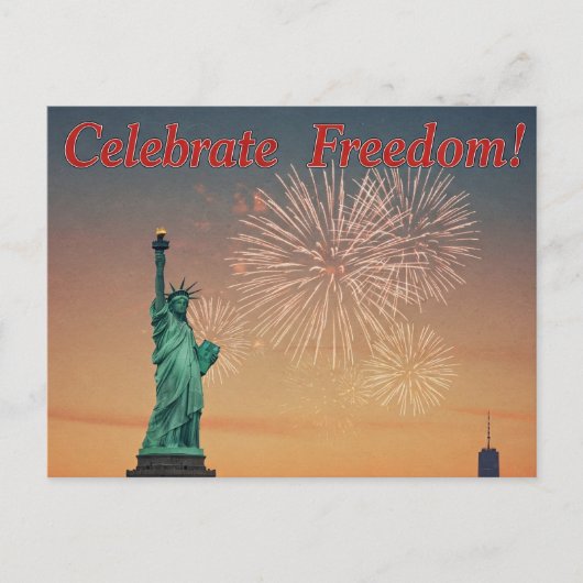 ハッピー4th 7月の星とストライプはがき ポストカード (正面)