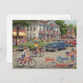 ハッピー4th 7月の星とストライプはがき ポストカード (正面/裏面)