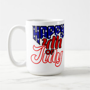 ハッピー4th 7月タイポグラフィ コーヒーマグカップ