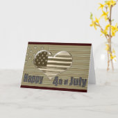 ハッピー4th 7月USA国旗とハート カード (黄色い花)