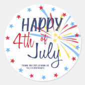 ハッピー4Th Of 7月お祝いパーティー ラウンドシール (正面)
