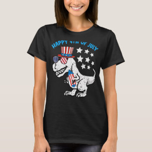 ハッピー4th Of 7月レックスディノ恐竜ベビー幼児 Tシャツ