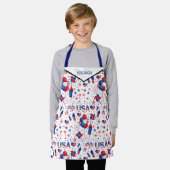 ハッピー4th of 7月レッドブルーかわいいパーティー エプロン (着用した状態)