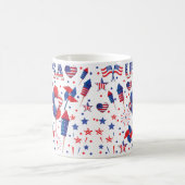 ハッピー4th of 7月レッドブルーかわいいパーティー コーヒーマグカップ (中央)