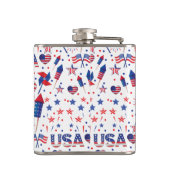 ハッピー4th of 7月レッドブルーかわいいパーティー フラスク (裏面)