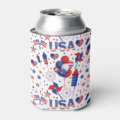 ハッピー4th of 7月レッドブルーかわいいパーティー 缶クーラー (缶正面)