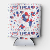 ハッピー4th of 7月レッドブルーかわいいパーティー 缶クーラー (正面)