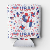 ハッピー4th of 7月レッドブルーかわいいパーティー 缶クーラー (裏面)