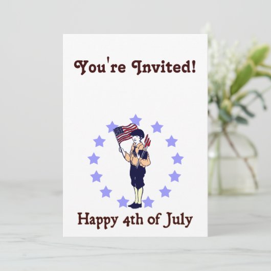 ハッピー4th of 7月ヴィンテージアート招待状テンプレート 招待状 (スタンド正面)