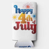 ハッピー4th of 7月名前をカスタムする高 スリム缶クーラー (裏面)