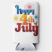ハッピー4th of 7月名前をカスタムする高 スリム缶クーラー (正面)