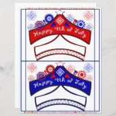 ハッピー4th of 7月赤白青パーティー帽子クラフツ (正面/裏面)