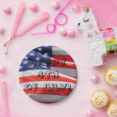 ハッピー4th of 7月、アメリカ国旗のプレート、4th USA ペーパープレート (パーティー)