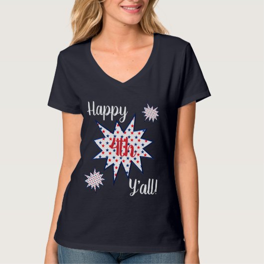 ハッピー4th Y'all Independence Dayシャツ Tシャツ (正面)