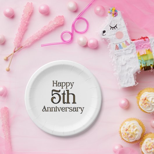 ハッピー5周年記念紙プレート ペーパープレート (パーティー)