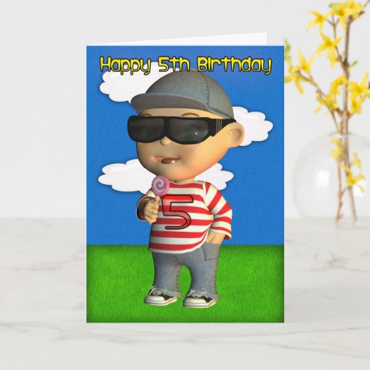 ハッピー5誕生日 カード (黄色い花)