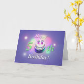 ハッピー50お誕生日ケーキ カード (黄色い花)