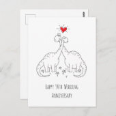 ハッピー50周年結婚カップル恐竜 ポストカード (正面/裏面)