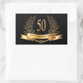 ハッピー50周年結婚ゴールデンロー離れル 長方形シール (バッグ)