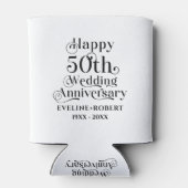 ハッピー50周年結婚ブラックタイポグラフィ 缶クーラー (裏面)
