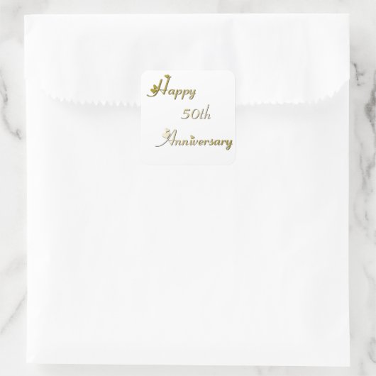 ハッピー50周年記念金ゴールドフォント スクエアシール (バッグ)