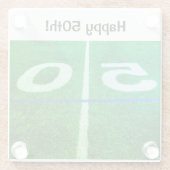 ハッピー50回サッカー50ヤードライン写真 ガラスコースター (裏面)