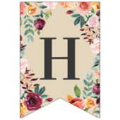 ハッピー50年ピンク素朴秋フローラ記念日 バンティングフラッグ (第2の旗)