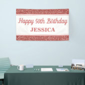 ハッピー50番目の誕生日バラ金ゴールドグリッター 横断幕 (トレードショー)