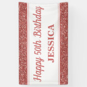 ハッピー50番目の誕生日バラ金ゴールドグリッター 横断幕 (縦)