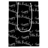 ハッピー50誕生日オンブラック ミディアムペーパーバッグ (裏面)