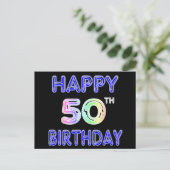 ハッピー50誕生日ギフトと誕生日アパレル ポストカード (スタンド正面)