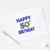ハッピー50誕生日ギフトと誕生日アパレル ラウンドシール (封筒)