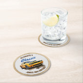 ハッピー50誕生日クラシックマッスルカー ラウンドペーパーコースター (インサイチュ)