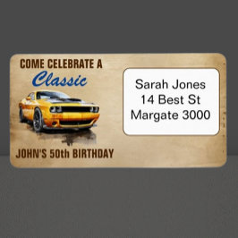 ハッピー50誕生日クラシックマッスルカー ラベル