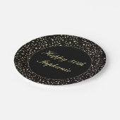 ハッピー50誕生日スパークル紙吹雪ブラック金ゴールド ペーパープレート (アングル)