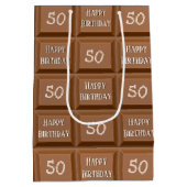 ハッピー50誕生日チョコレートキャンディバー ミディアムペーパーバッグ (裏面)
