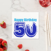 ハッピー50誕生日パーソナライズされた紙ナプキンス スタンダードカクテルナプキン (インサイチュ)