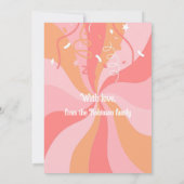 ハッピー50誕生日ピンクアンドオレンジレトロ 招待状 (裏面)