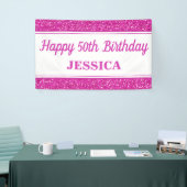 ハッピー50誕生日ピンクグリッター 横断幕 (トレードショー)