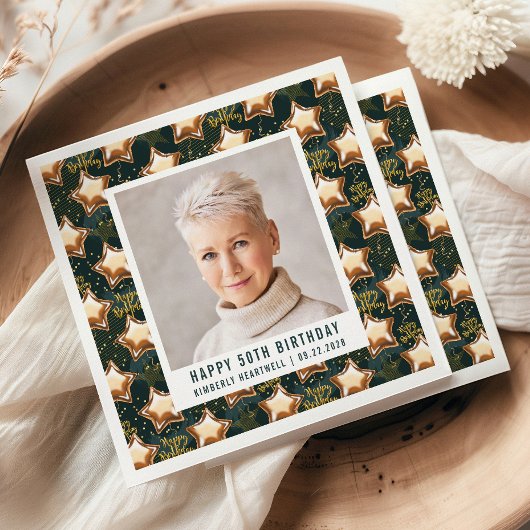 ハッピー50誕生日フォトグラムスターバルーン スタンダードカクテルナプキン