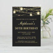 ハッピー50誕生日ブラック金ゴールドライツメイソンジャース 招待状 (スタンド正面)