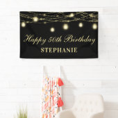 ハッピー50誕生日ブラック金ゴールドライツメイソンジャース 横断幕 (インサイチュ)