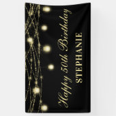 ハッピー50誕生日ブラック金ゴールドライツメイソンジャース 横断幕 (縦)