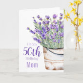 ハッピー50誕生日マムウォーターカラーラベンダーフローラ カード (黄色い花)