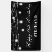 ハッピー50誕生日メイスンジャースライツ白黒 横断幕 (縦)