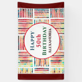 ハッピー50誕生日モダンパーティー 横断幕 (縦)