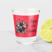 ハッピー50誕生日レッド&ブラックバラ | ショットグラス (正面)