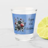 ハッピー50誕生日レッド&ブラックバラ | ショットグラス (正面)