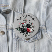 ハッピー50誕生日レッド&ブラックバラ | 缶バッジ (インサイチュ)