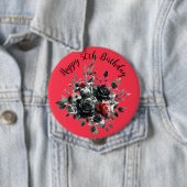 ハッピー50誕生日レッド&ブラックバラ | 缶バッジ (インサイチュ)